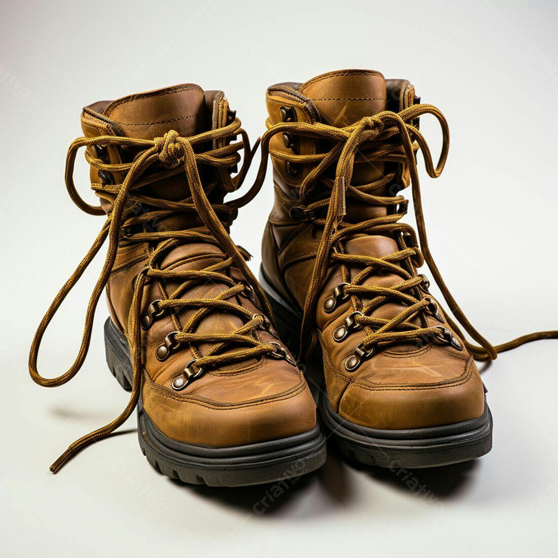 Botas de couro marrom estilo hiking
