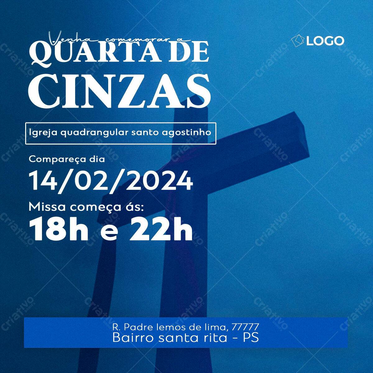 Flyer para Quarta de Cinzas PSD Editável