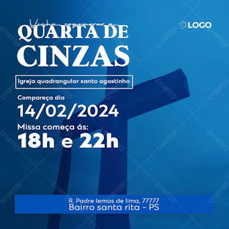 Social media psd grátis quarta feira de cinzas psd editável