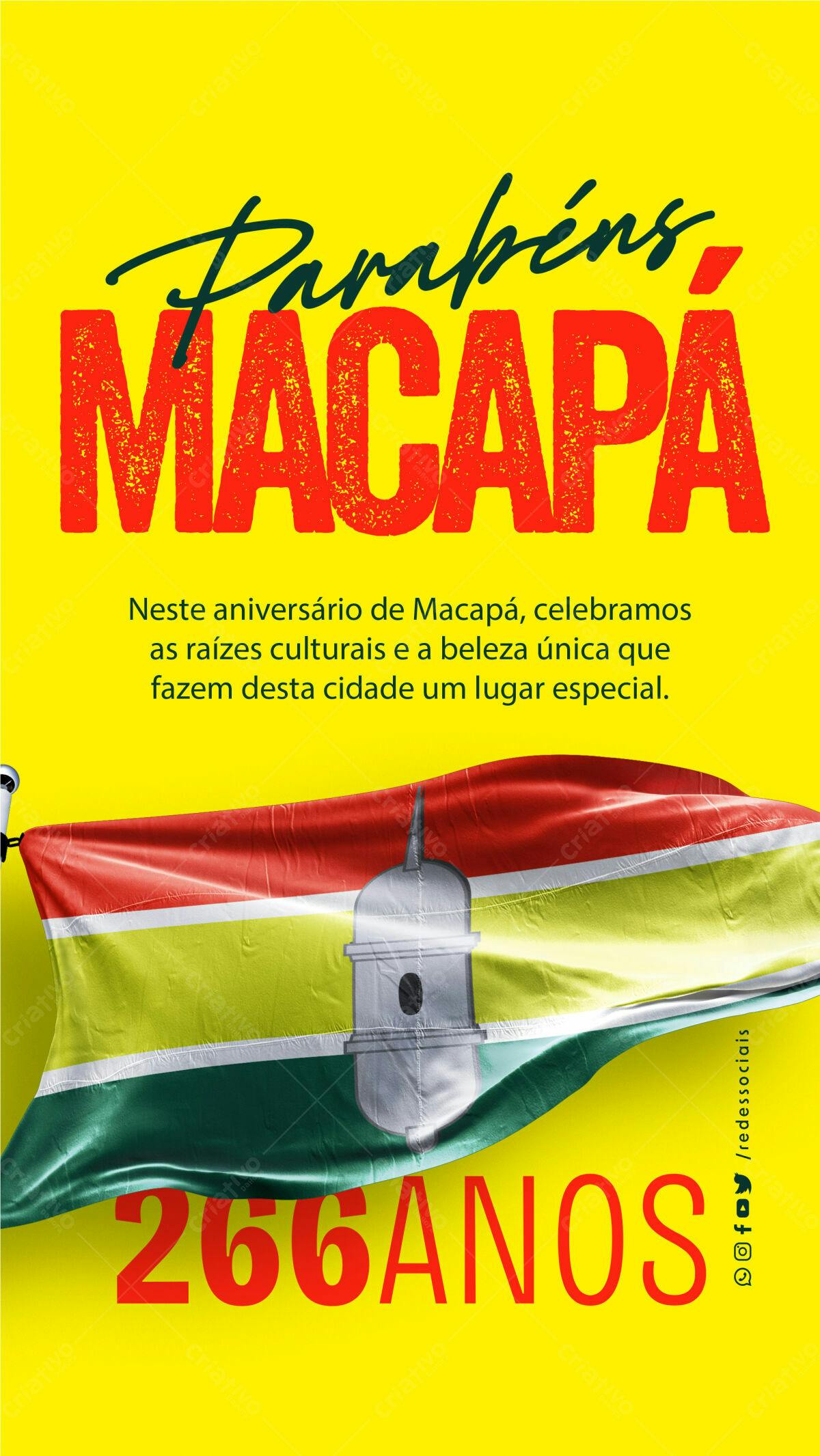 Flyer Aniversário Macapá 266 Anos PSD Editável