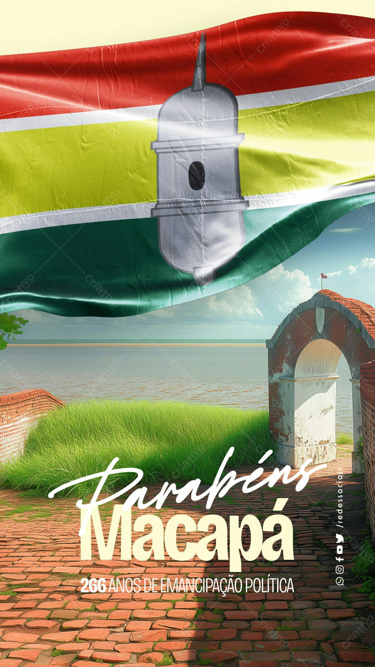 Flyer Aniversário Macapá 266 Anos PSD Editável