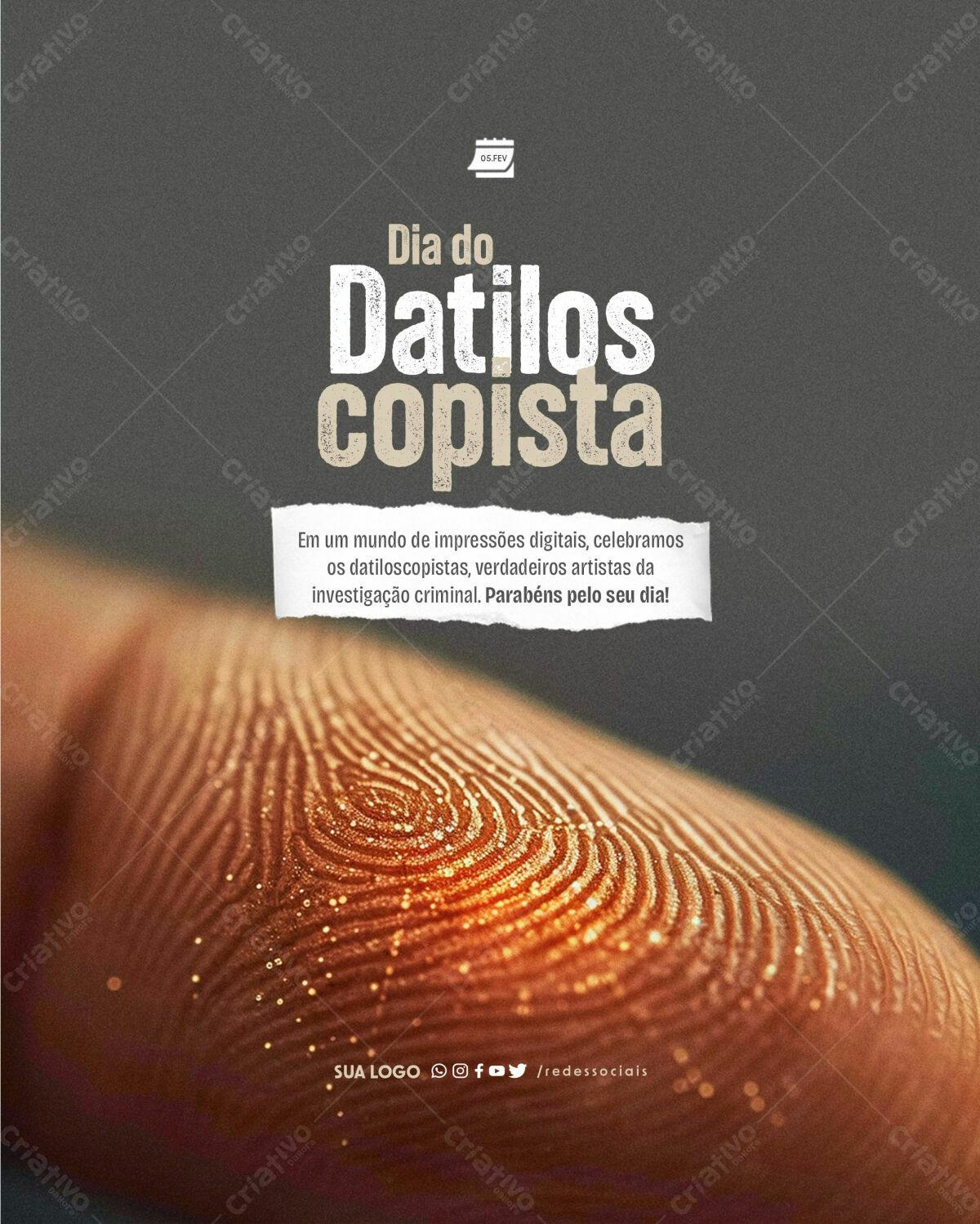 Post para o Dia do Datiloscopista PSD Editável