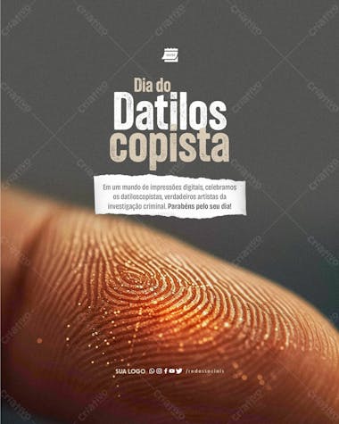 Social media dia do datiloscopista artistas da investigação criminal