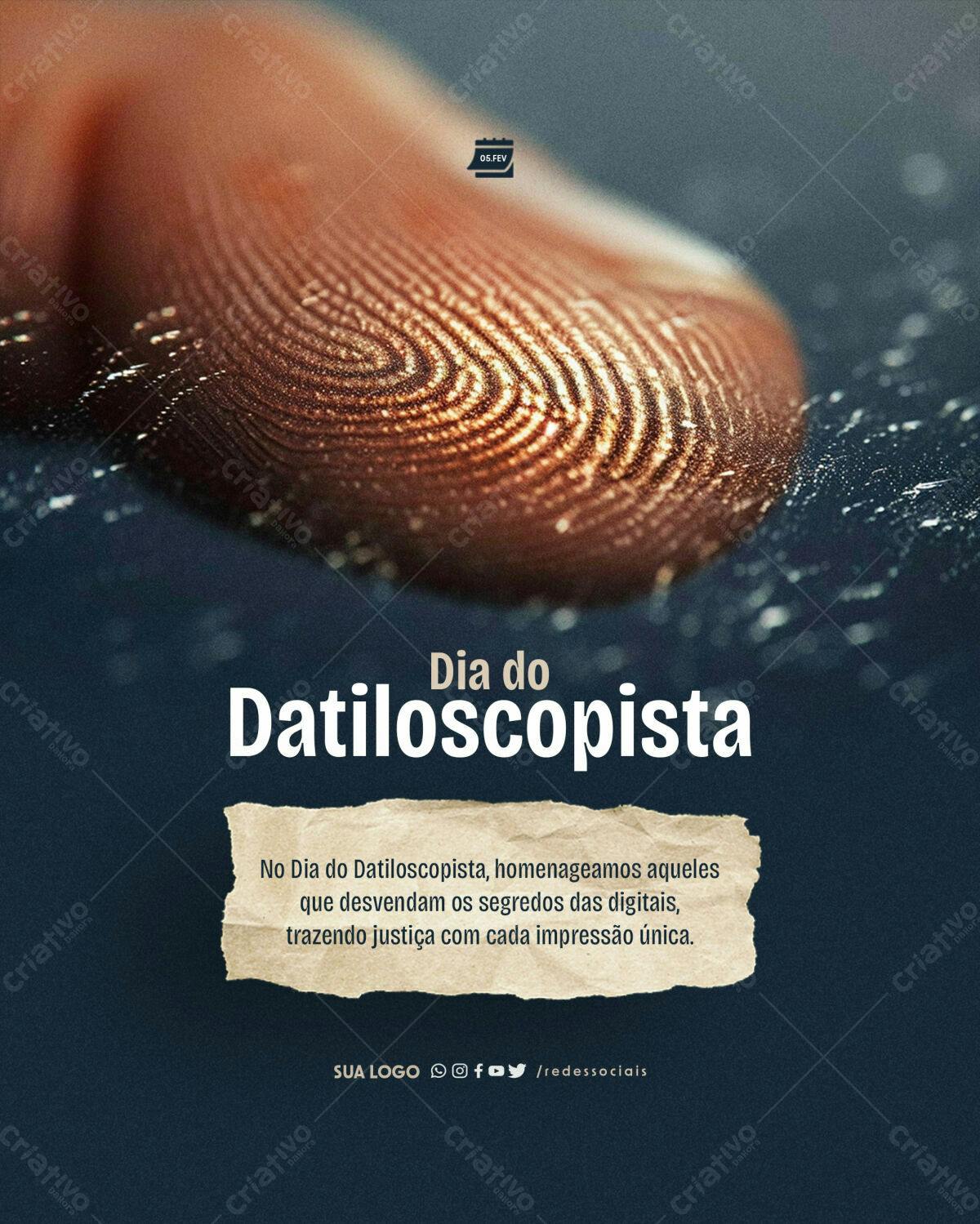 Post para o Dia do Datiloscopista PSD Editável
