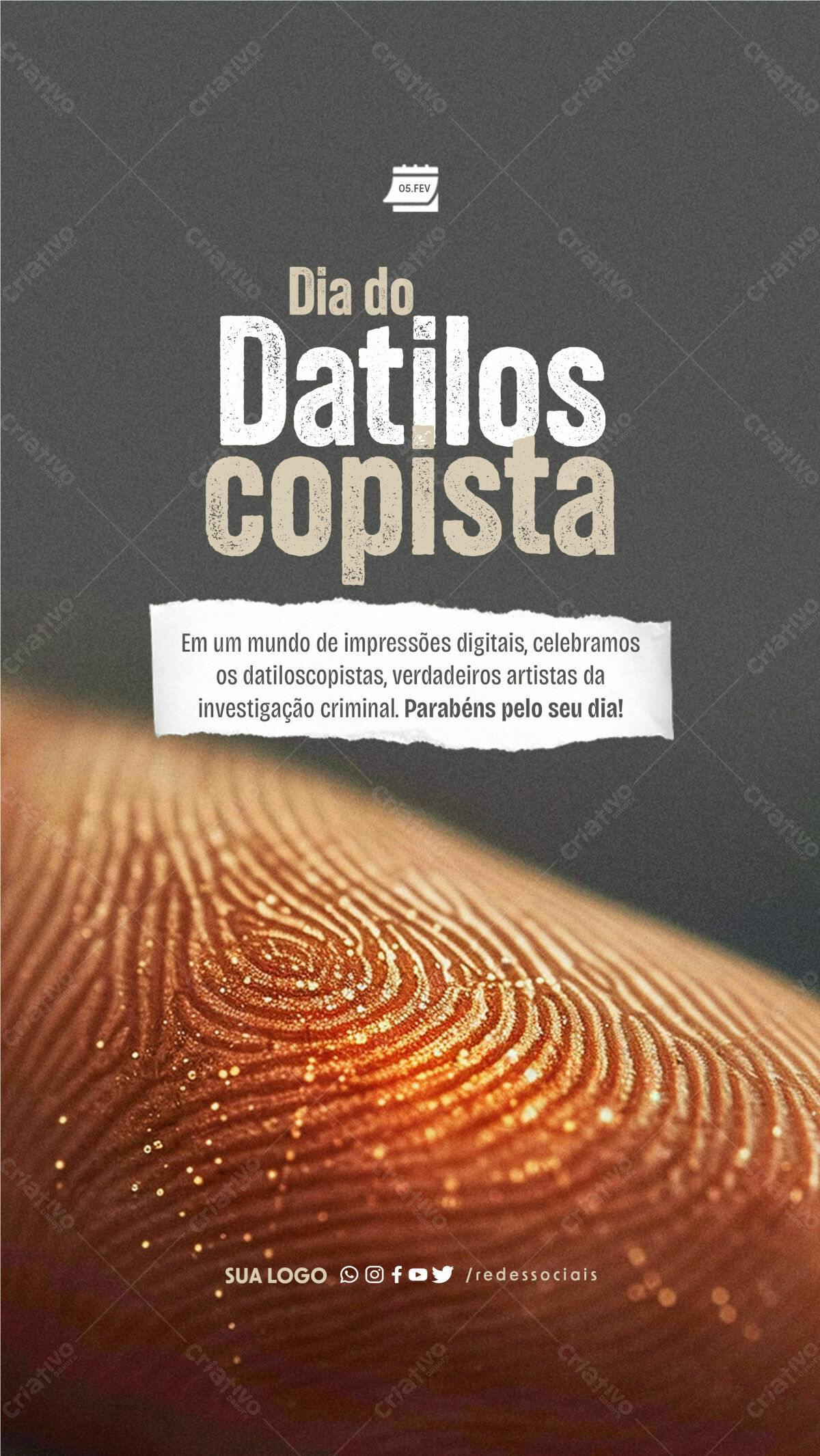 Post para o Dia do Datiloscopista PSD Editável
