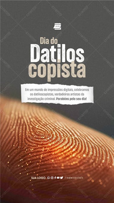 Story dia do datiloscopista artistas da investigação criminal