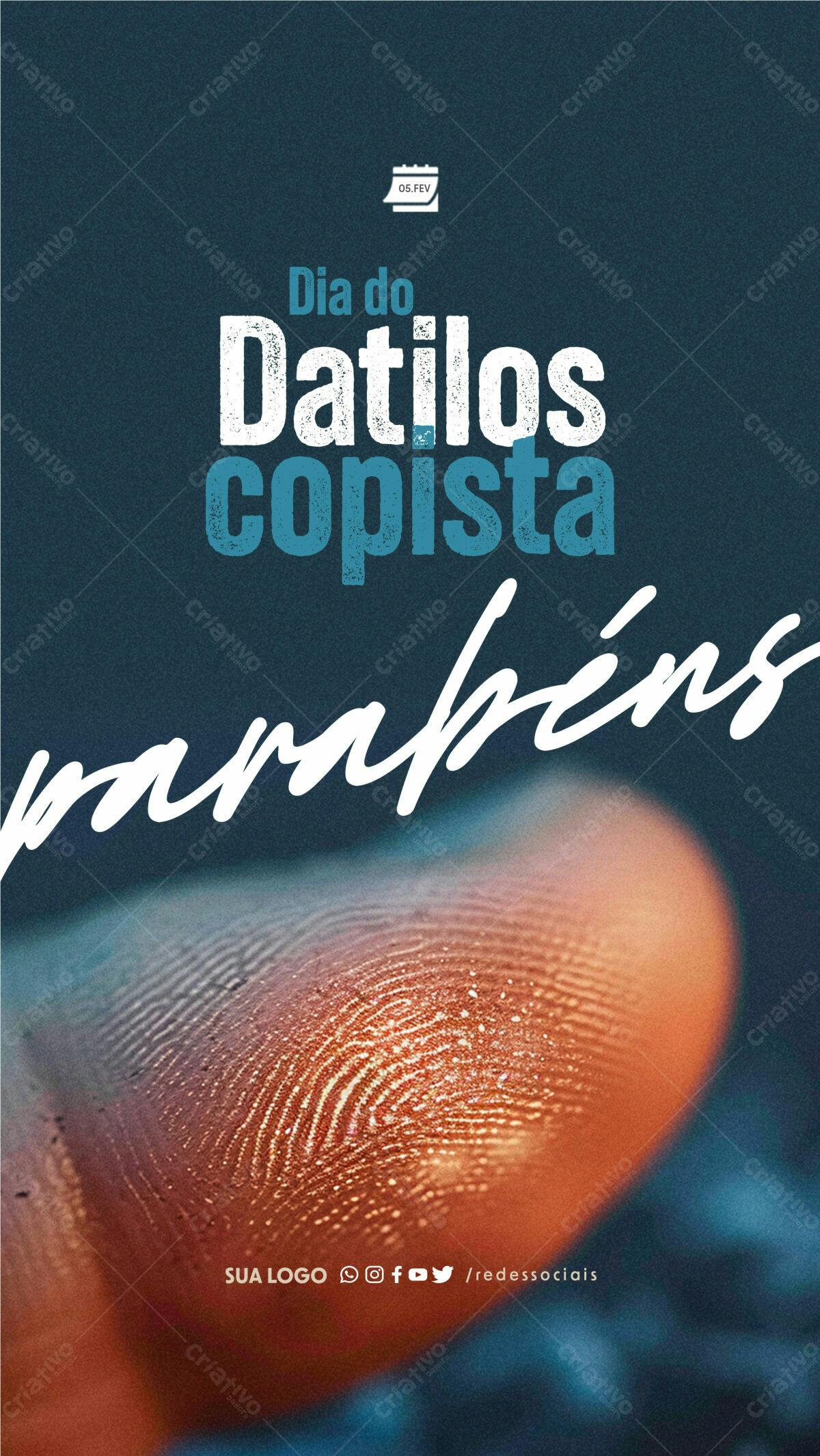 Flyer Dia do Datilógrafo PSD Editável