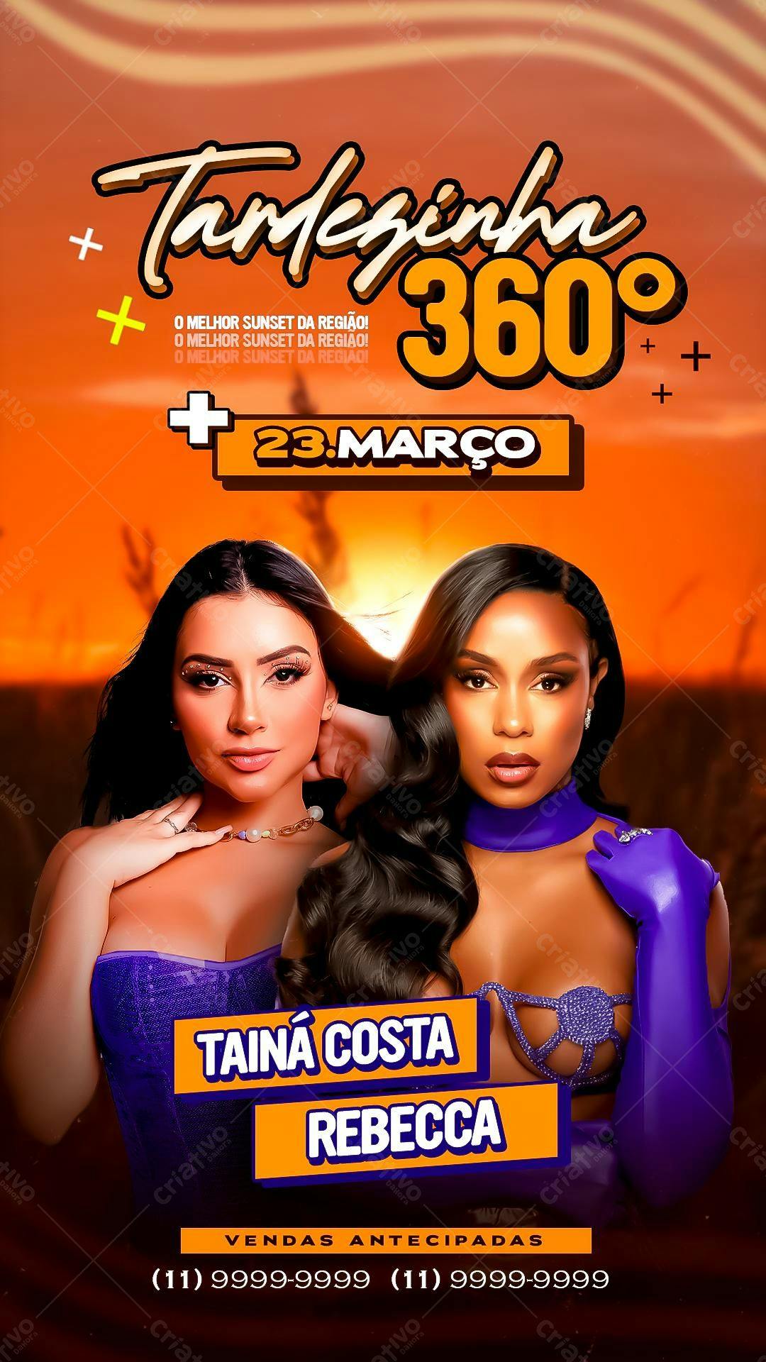 Flyer para Sunset Tainá Costa e Rebecca PSD Editável