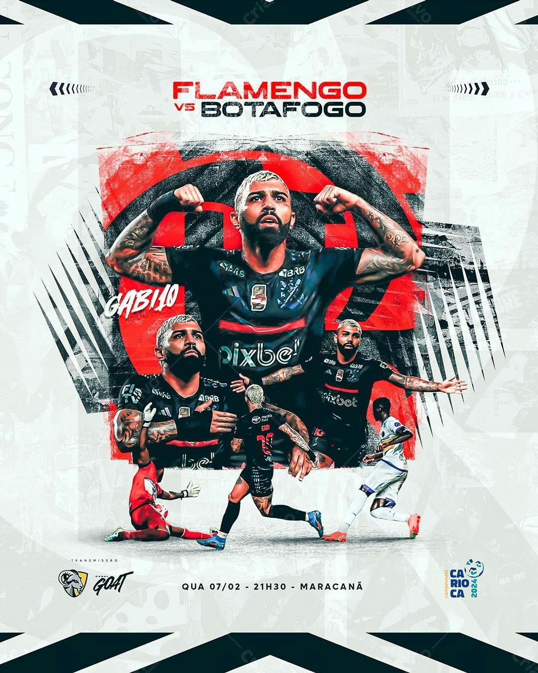 Flyer Flamengo vs Botafogo PSD Editável