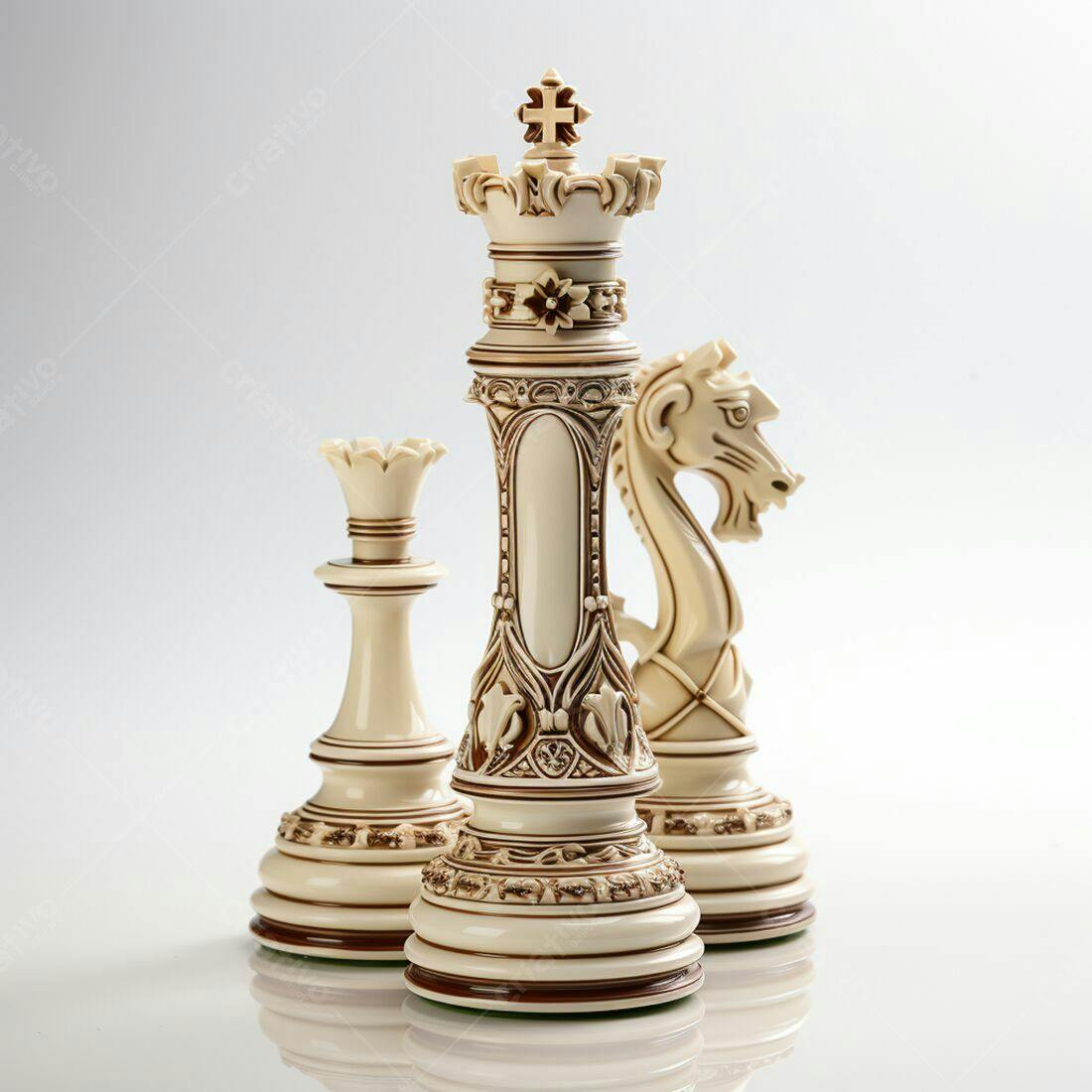 Peças de xadrez brancas e marrom design medieval