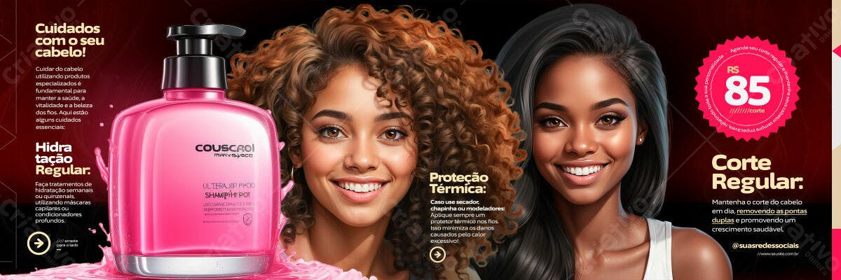 Banner Cuidado com Cabelo PSD Editável