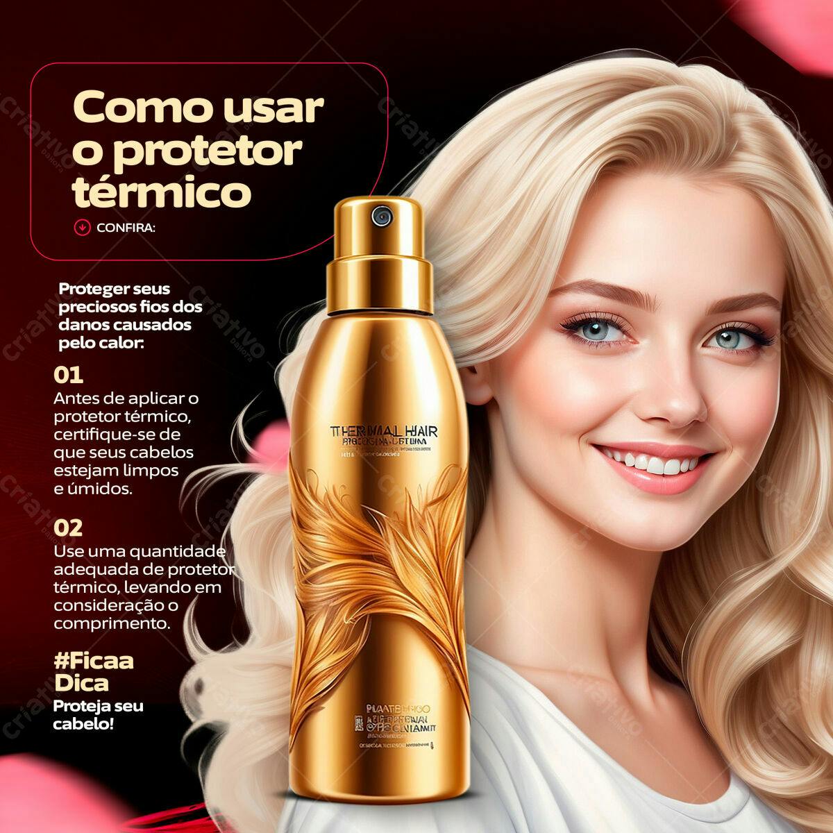 Banner Protetor Térmico para Cabelo PSD Editável