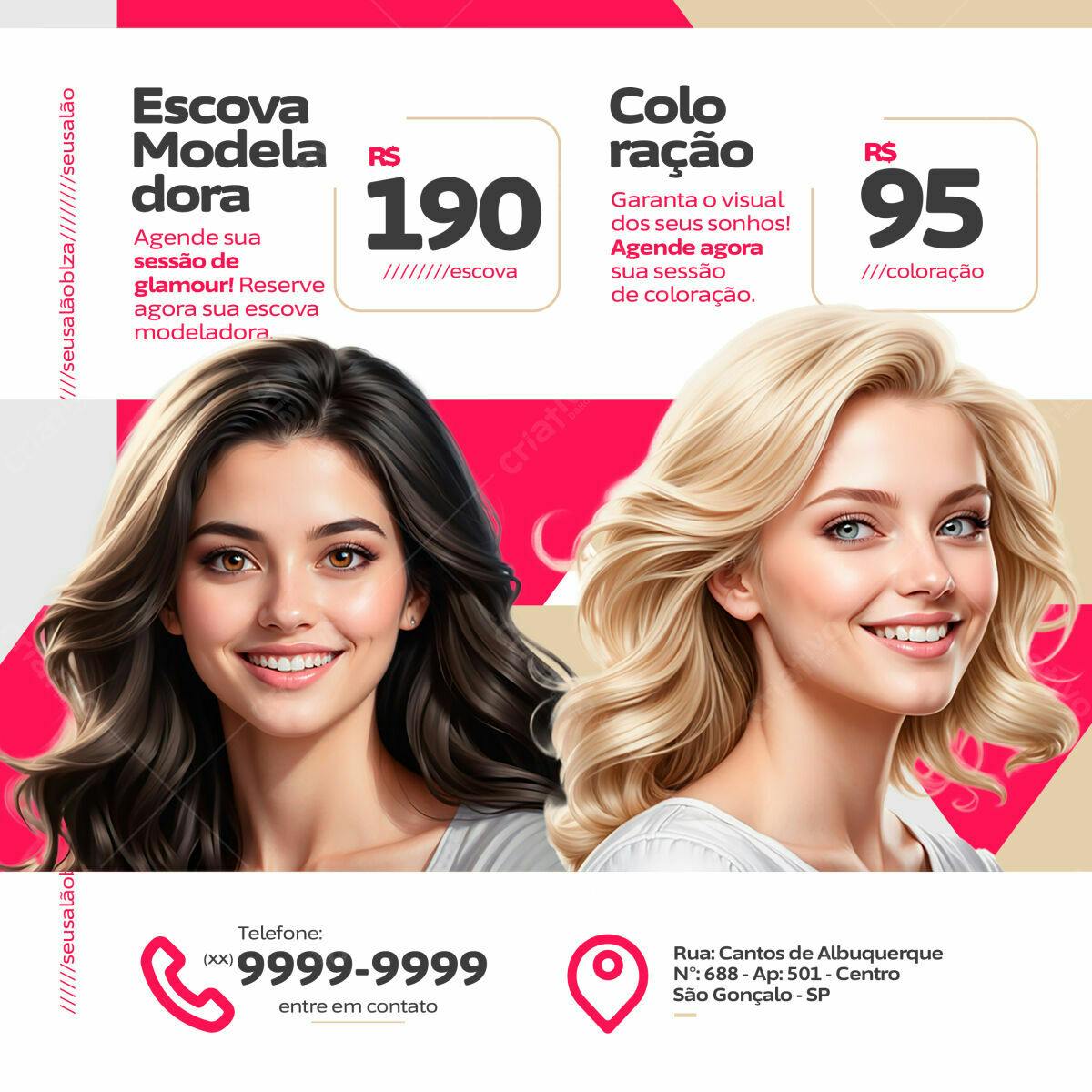 Flyer Salão de Beleza com Preços PSD Editável