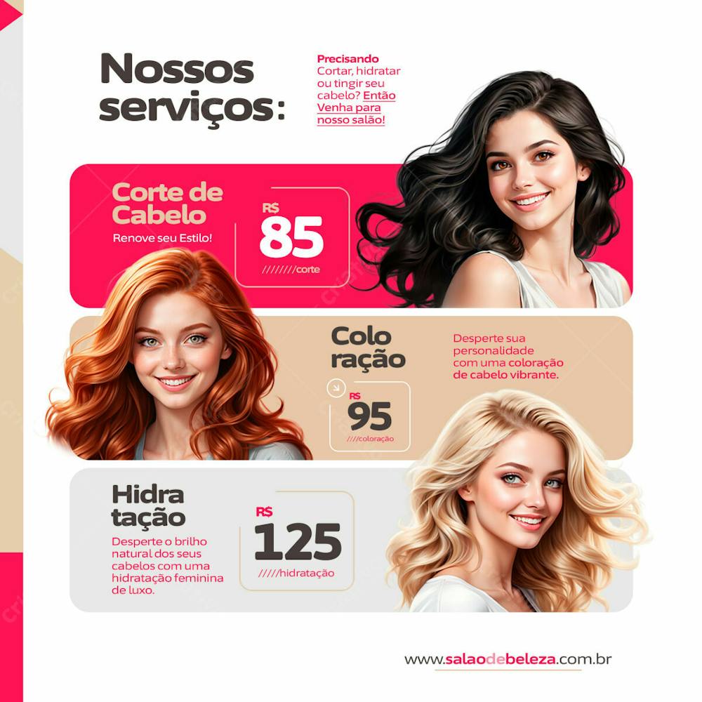 Nossos Serviços   Corte De Cabelo, Coloração E Hidratação