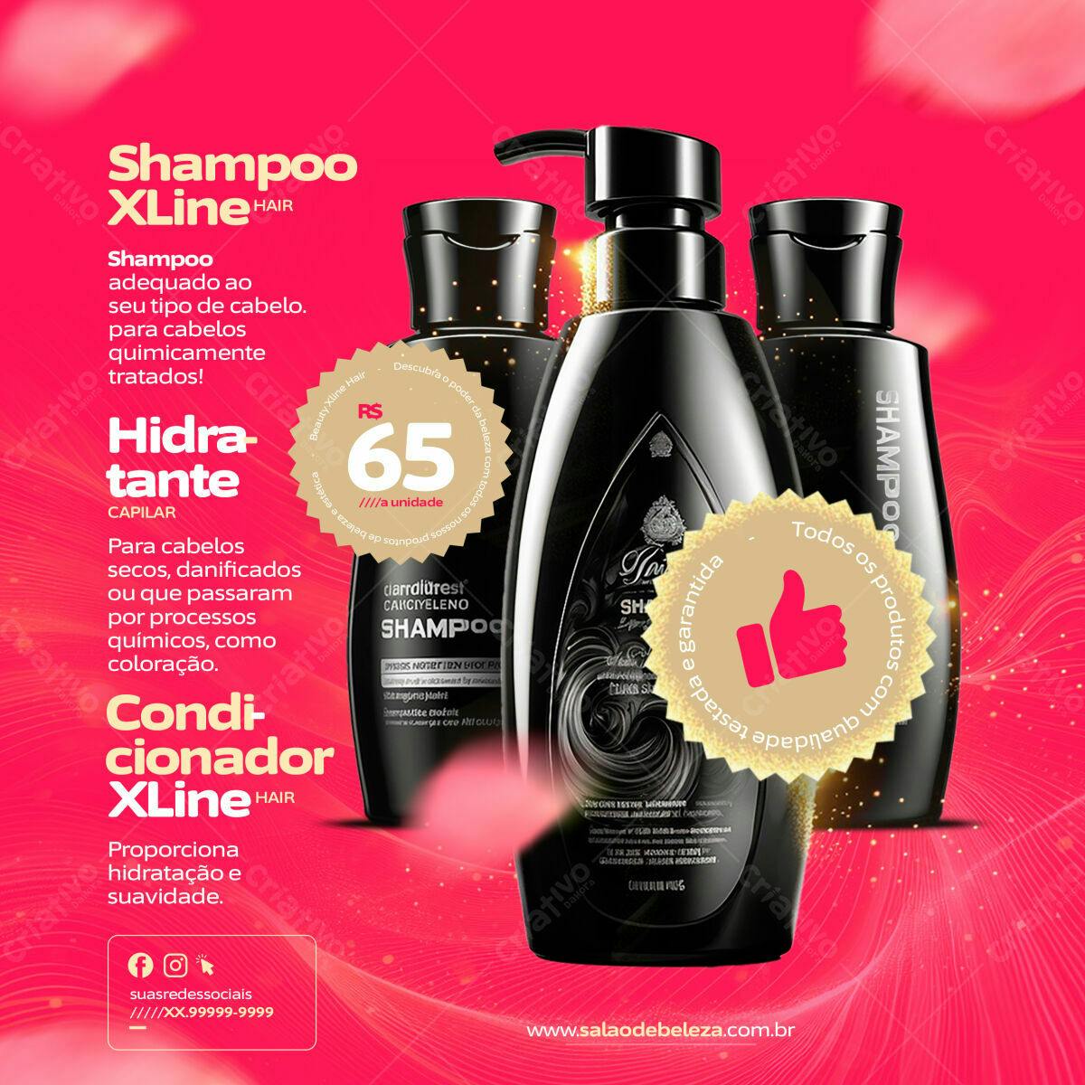 PSD Flyer para Salão de Beleza com Shampoo e Condicionador PSD Editável
