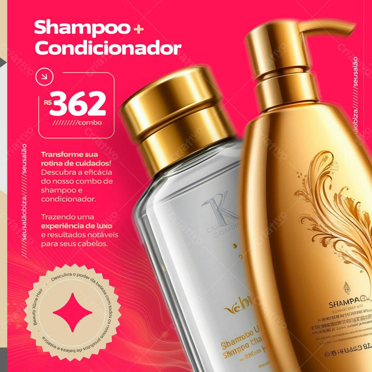 PSD para Embalagem de Shampoo e Condicionador PSD Editável