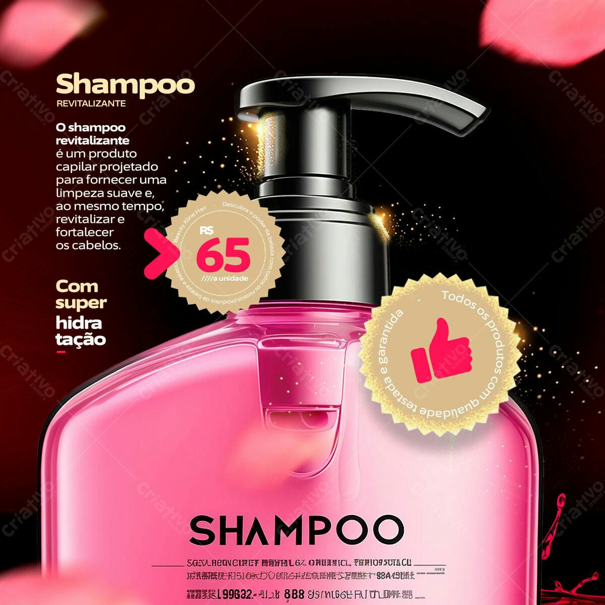 Modelo de Shampoo Revitalizante PSD Editável