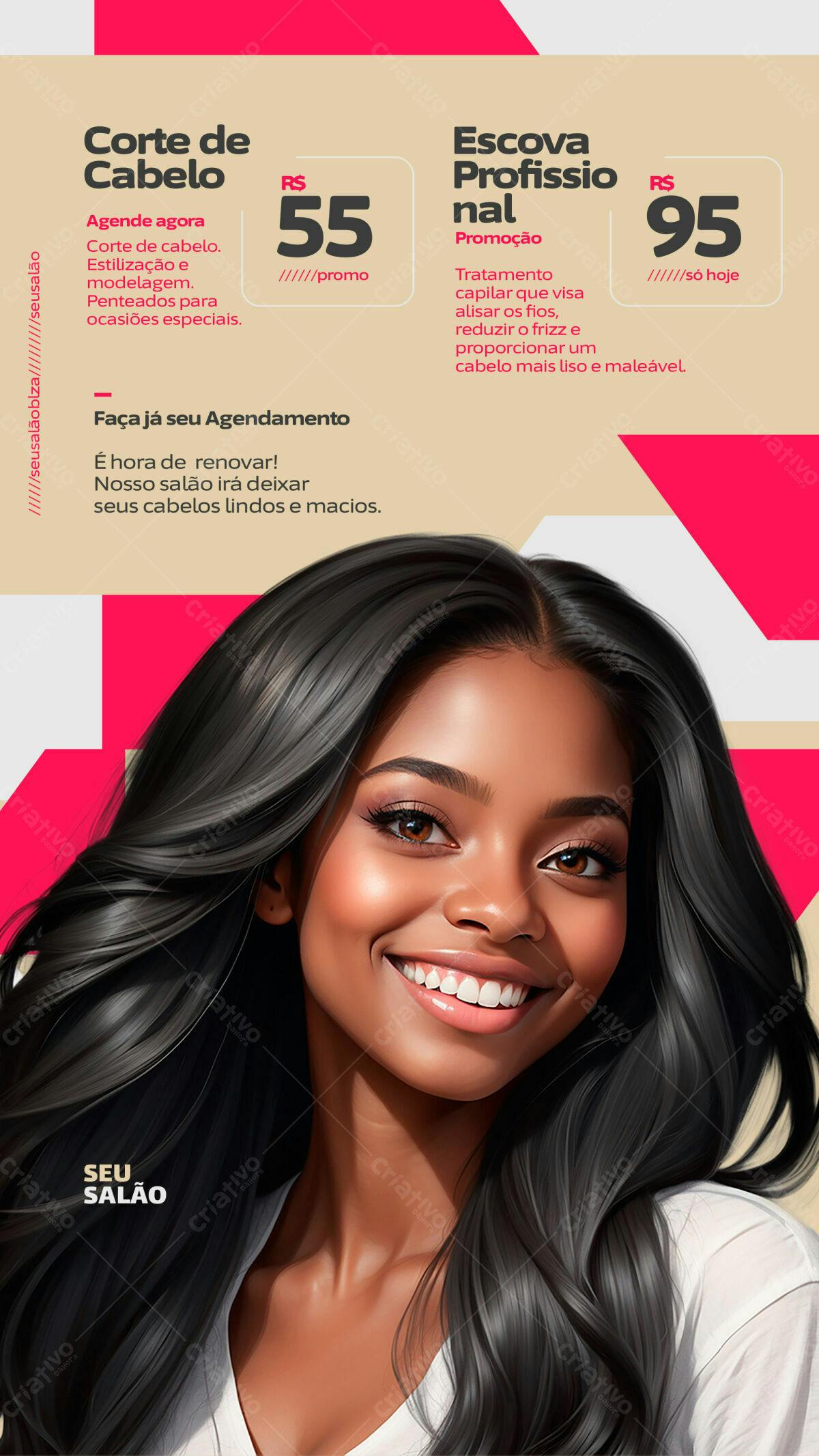 Flyer Salão de Beleza com Promoção PSD Editável