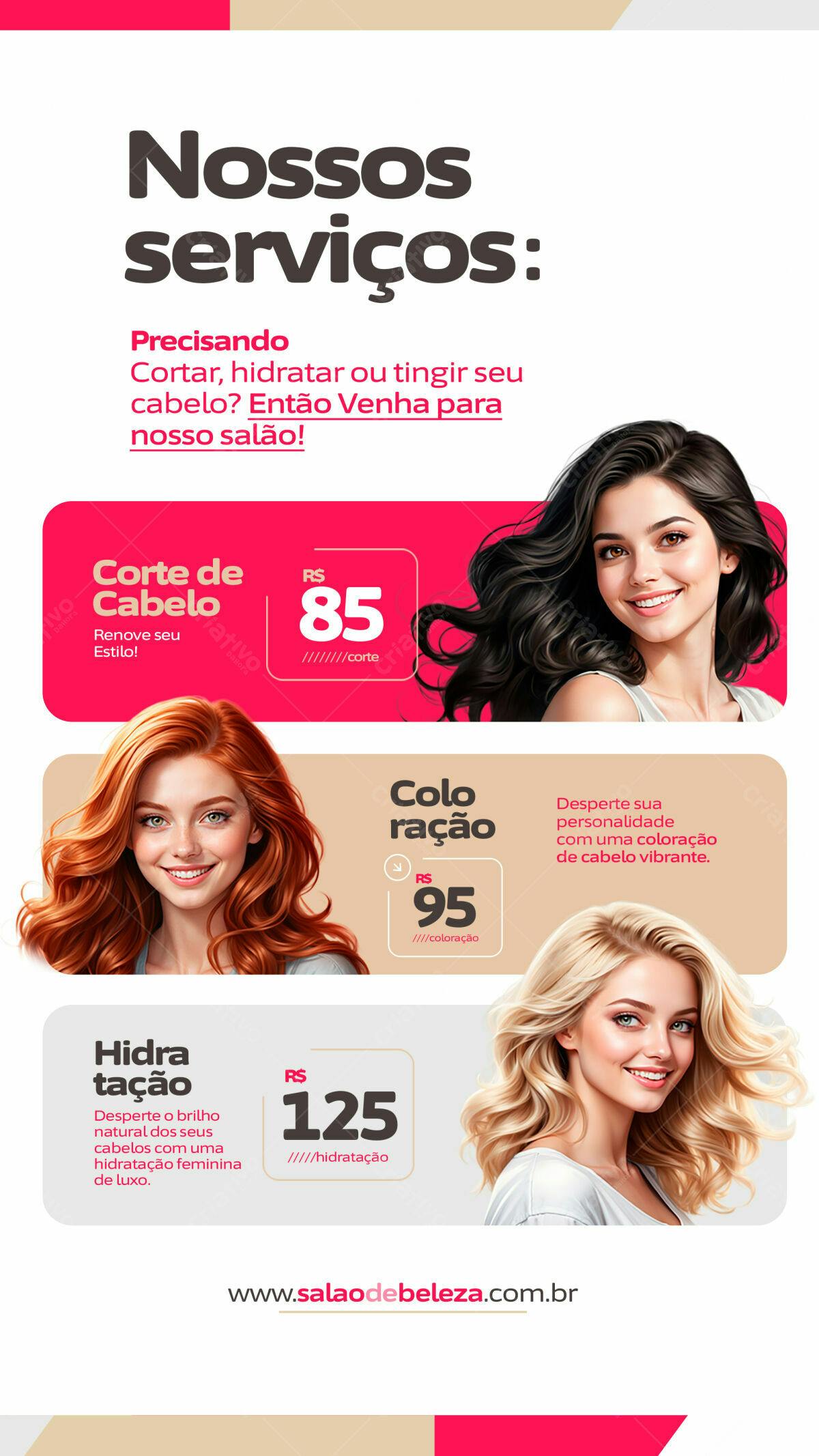 Flyer Salão de Beleza com Preços PSD Editável