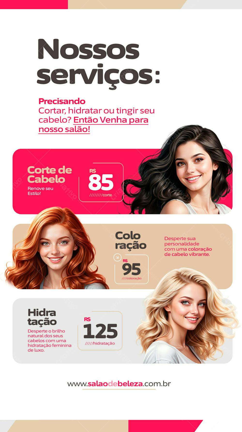 Stories   Nossos Serviços   Corte De Cabelo, Coloração E Hidratação