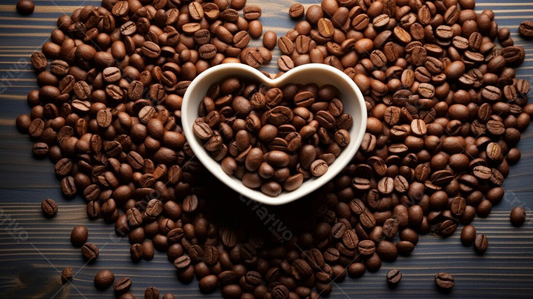 Grãos de café em formato de coração