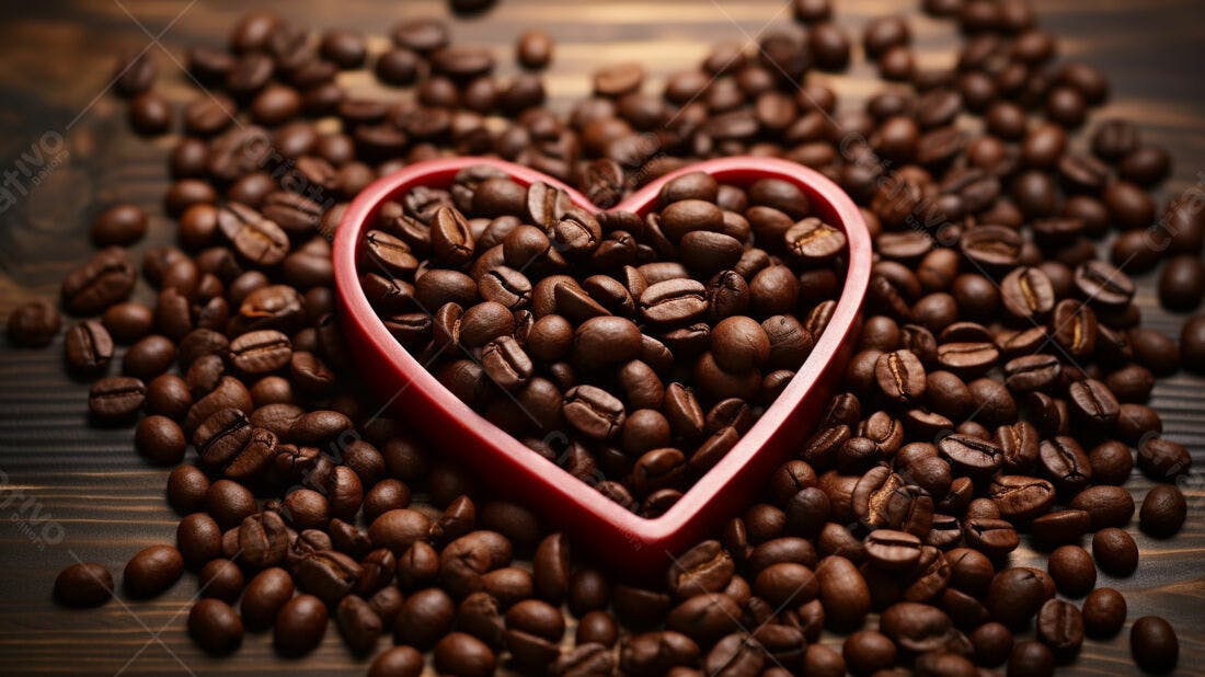 Grãos de café em formato de coração