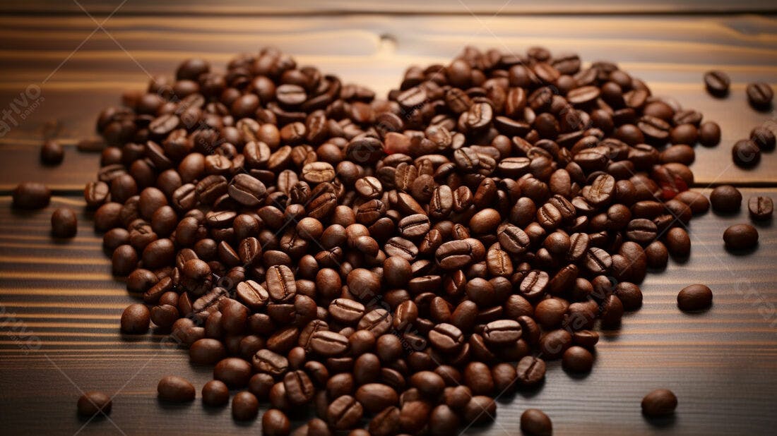 Grãos de café em formato de coração