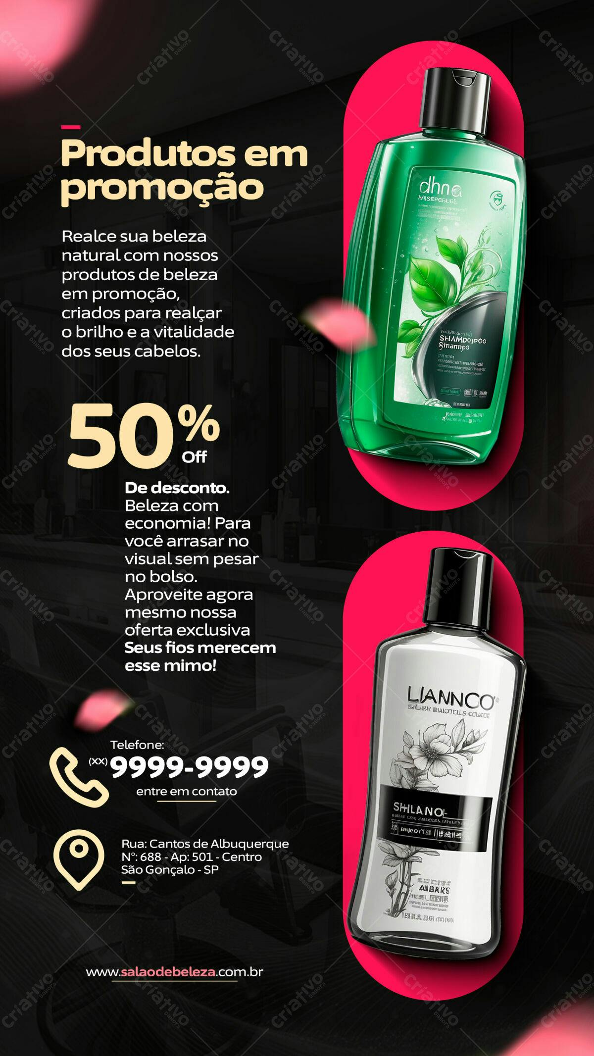 Flyer Promoção Produtos Beleza 50% off PSD Editável