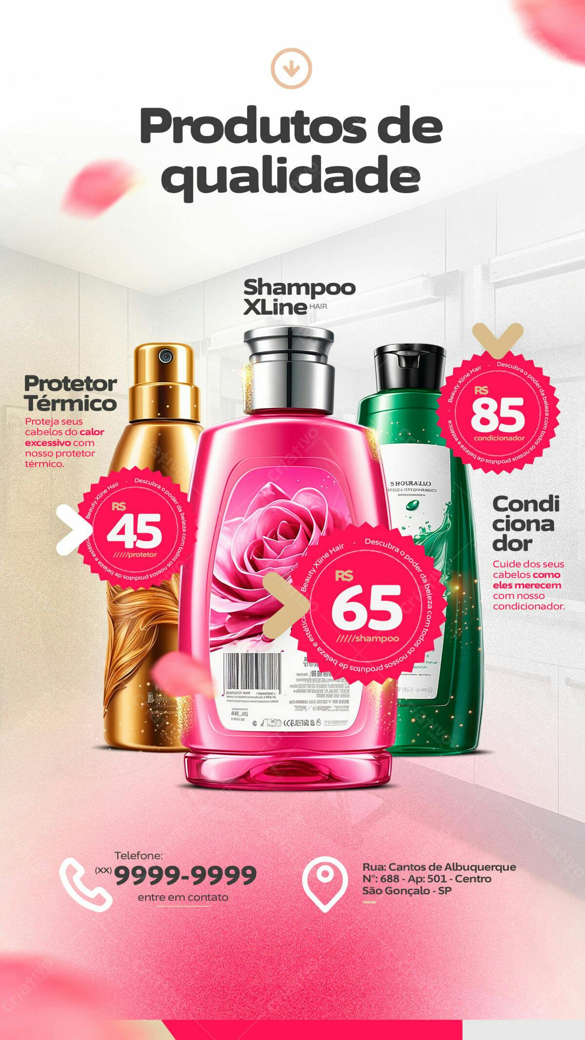 Flyer Produtos de Cabelo XLine PSD Editável