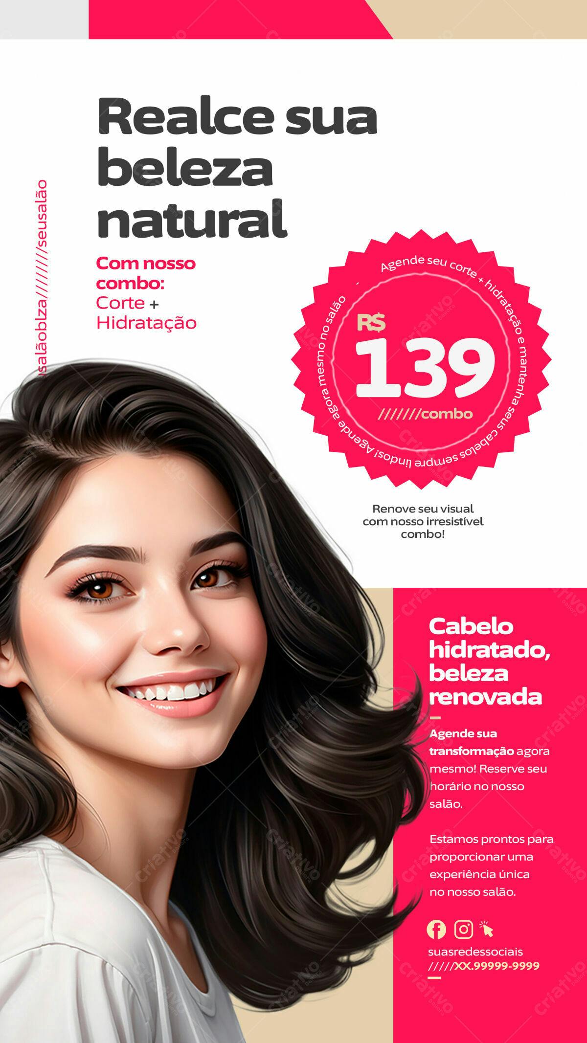 Flyer Promoção Salão de Beleza PSD Editável