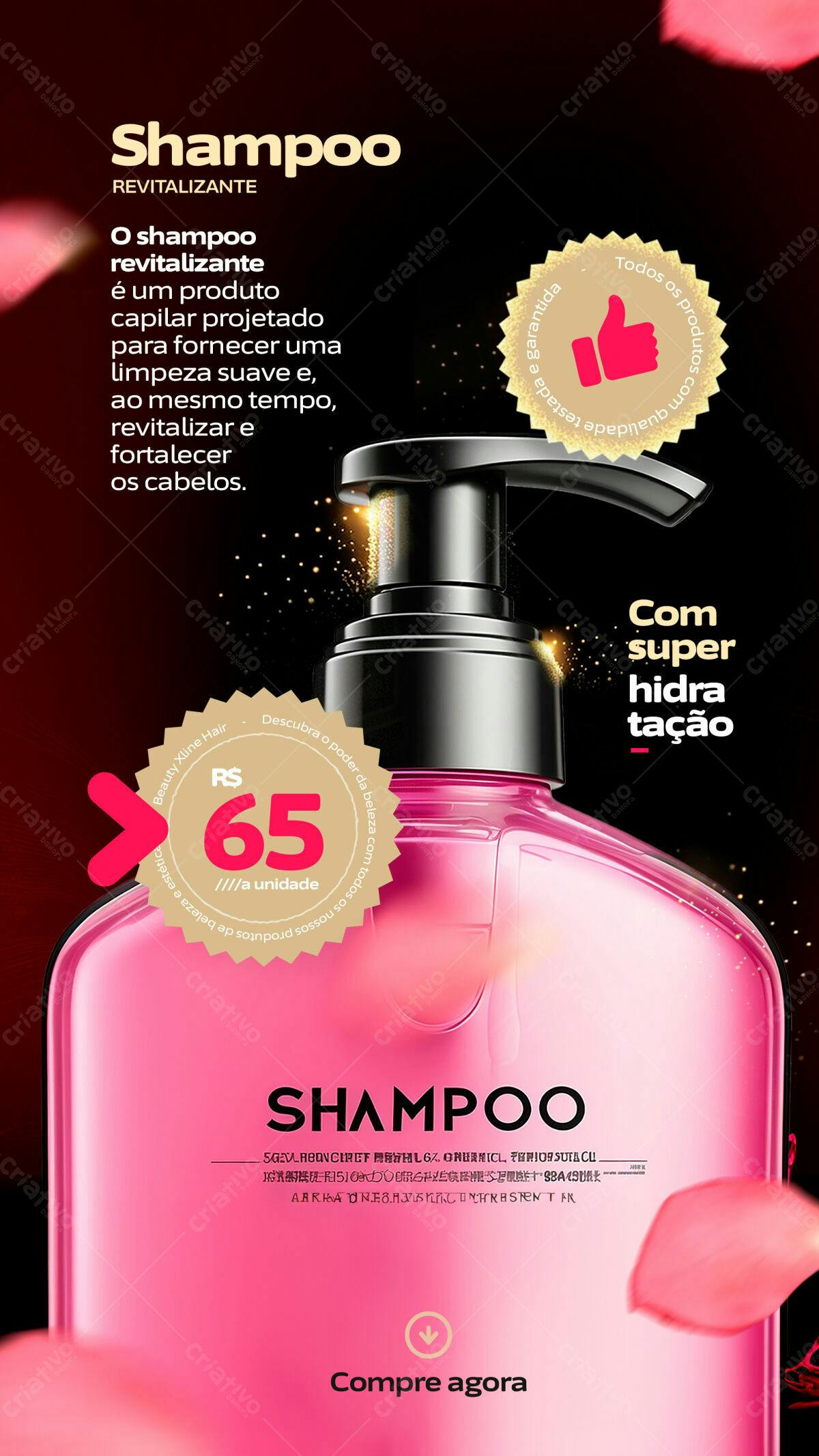 Modelo de Embalagem para Shampoo Revitalizante PSD Editável