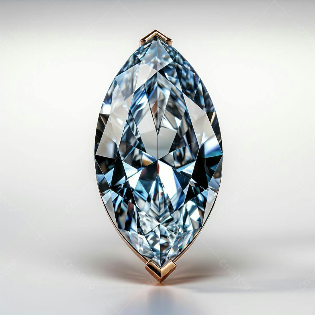 Diamante Marquise azul em moldura dourada