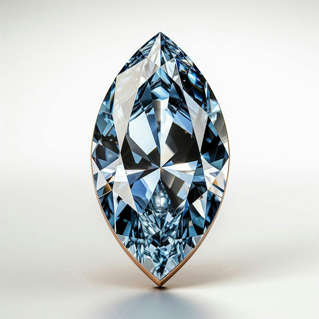 Diamante azul corte pêra fundo branco