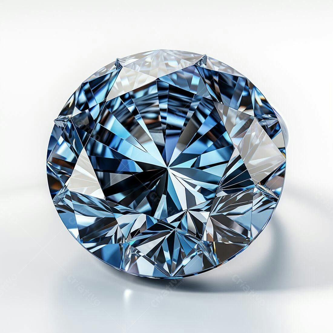 Diamante azul brilhante em anel de prata