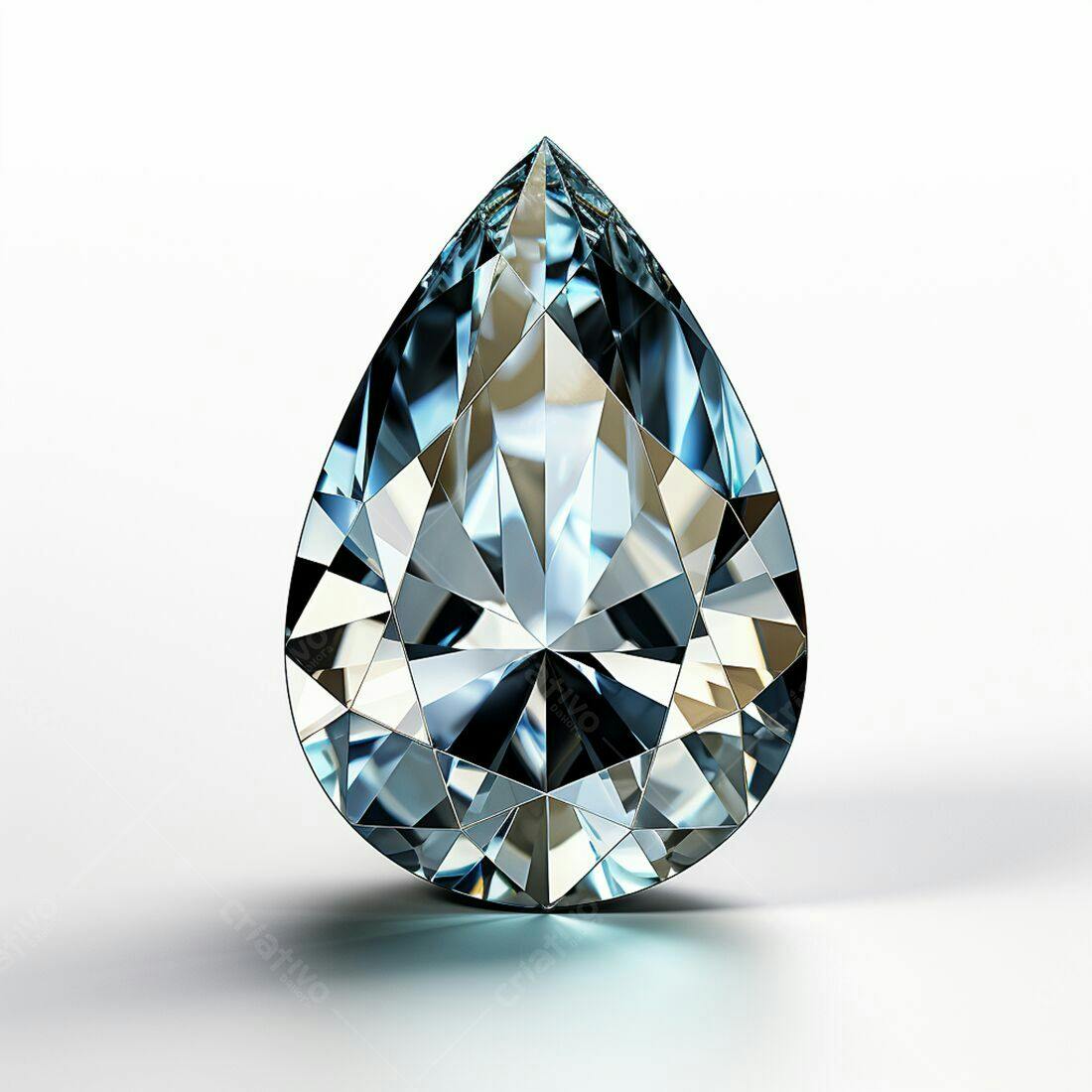 Diamante gota azul brilhante sobre fundo branco