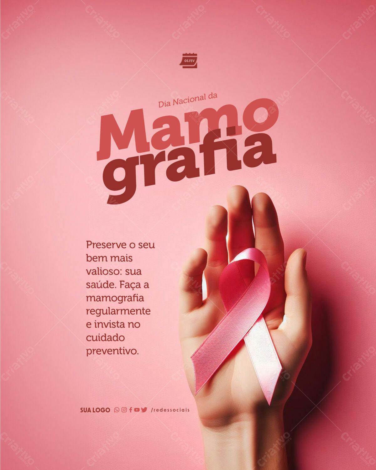Post para o Dia Nacional da Mamografia PSD Editável