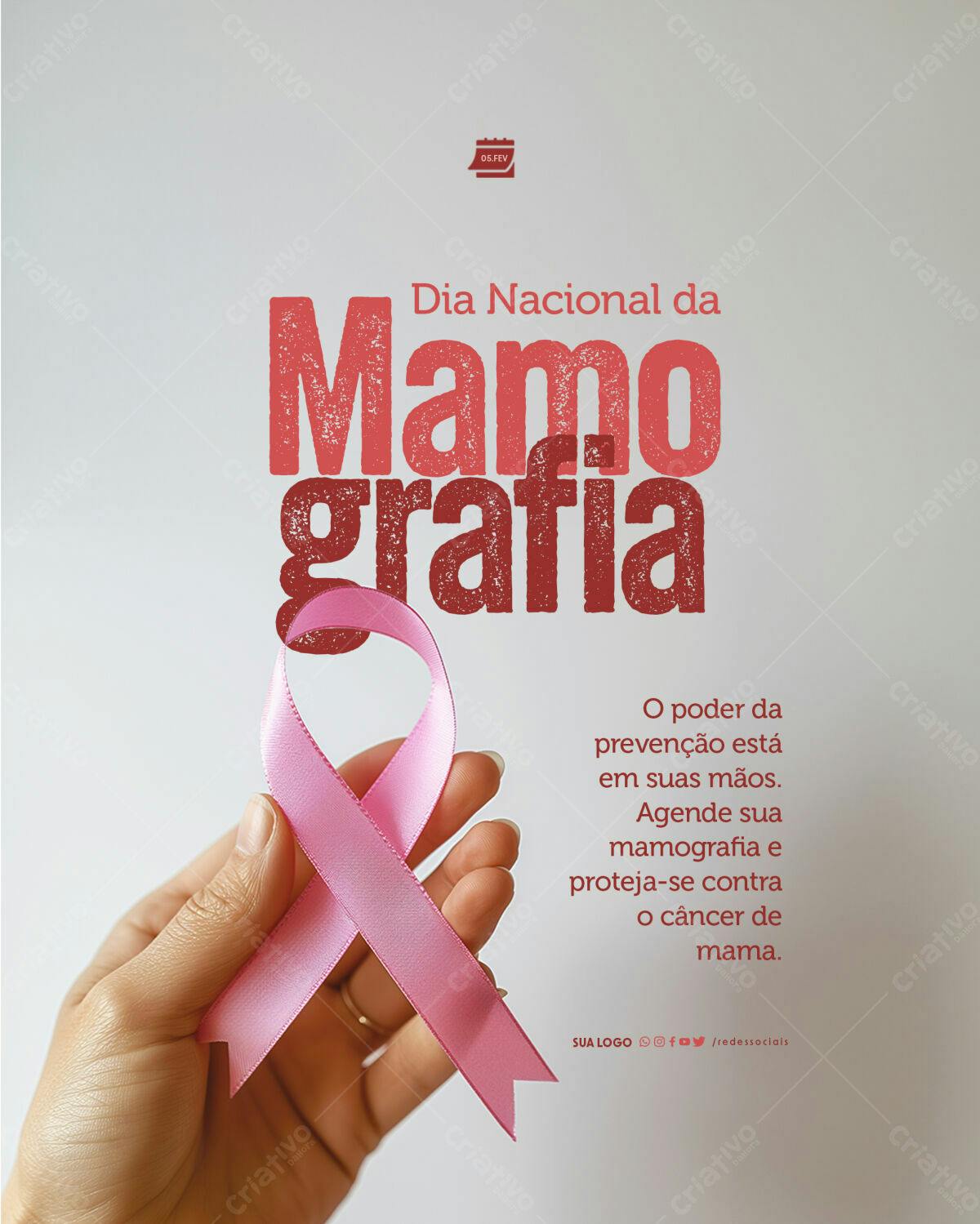 Flyer Dia Nacional da Mamografia PSD Editável