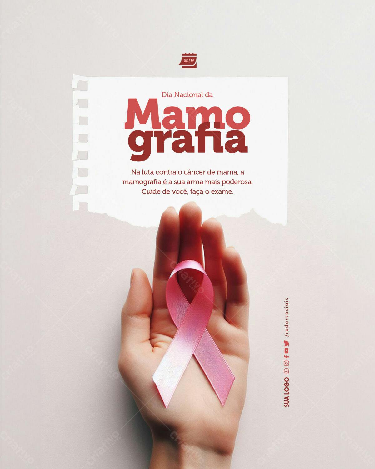 Post para o Dia Nacional da Mamografia PSD Editável