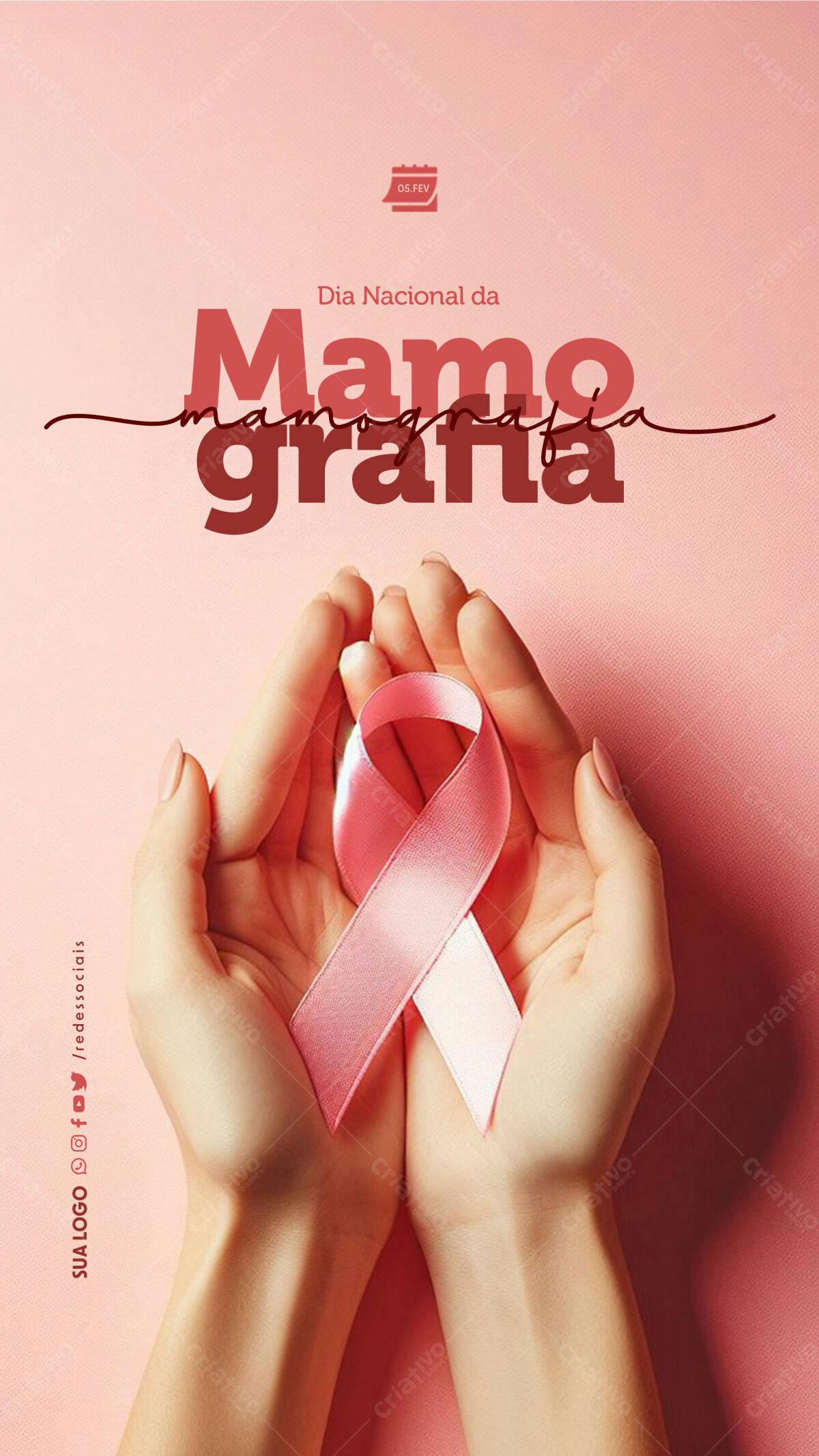 Flyer Dia Nacional da Mamografia PSD Editável