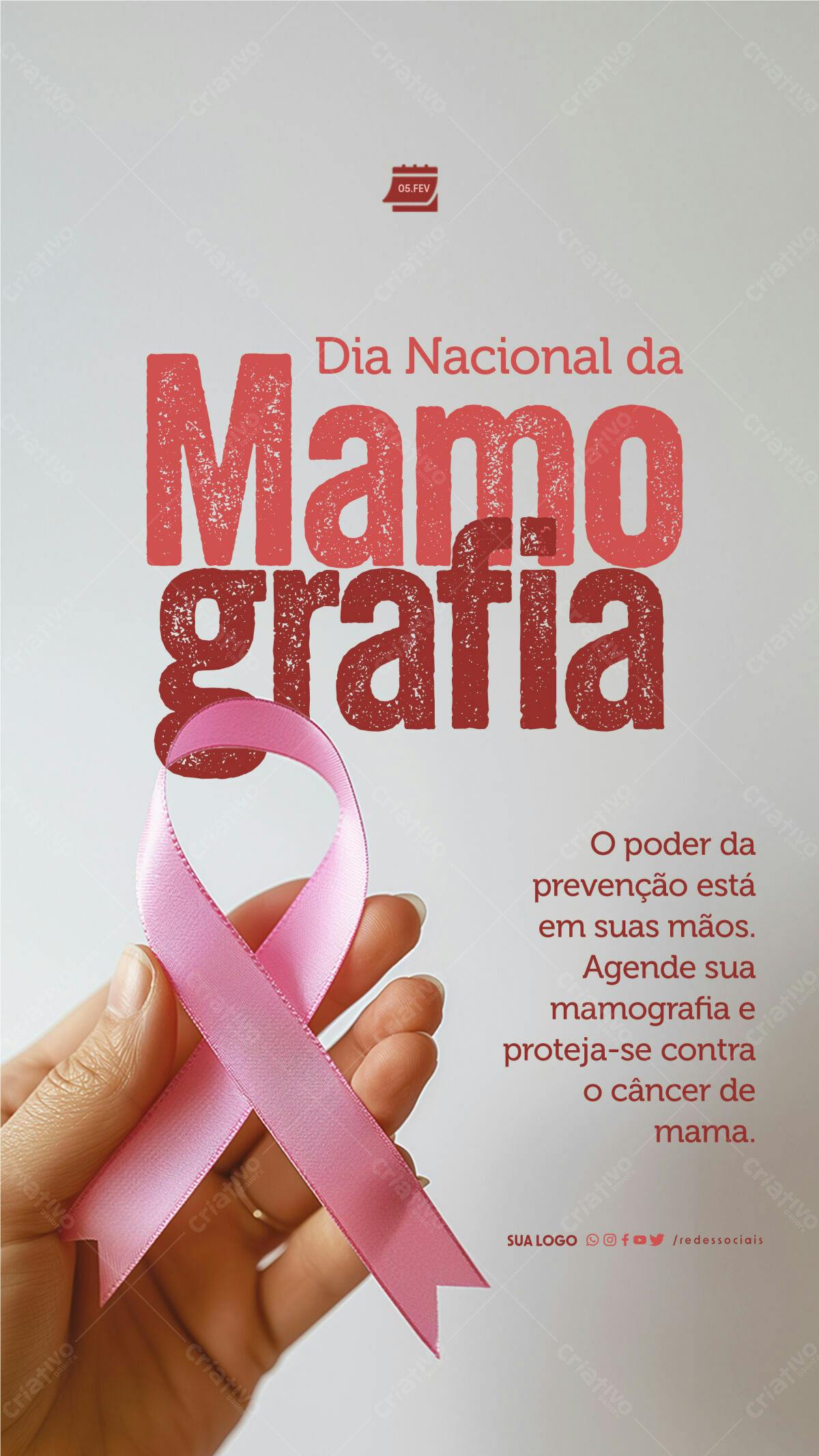 Flyer Dia Nacional da Mamografia PSD Editável