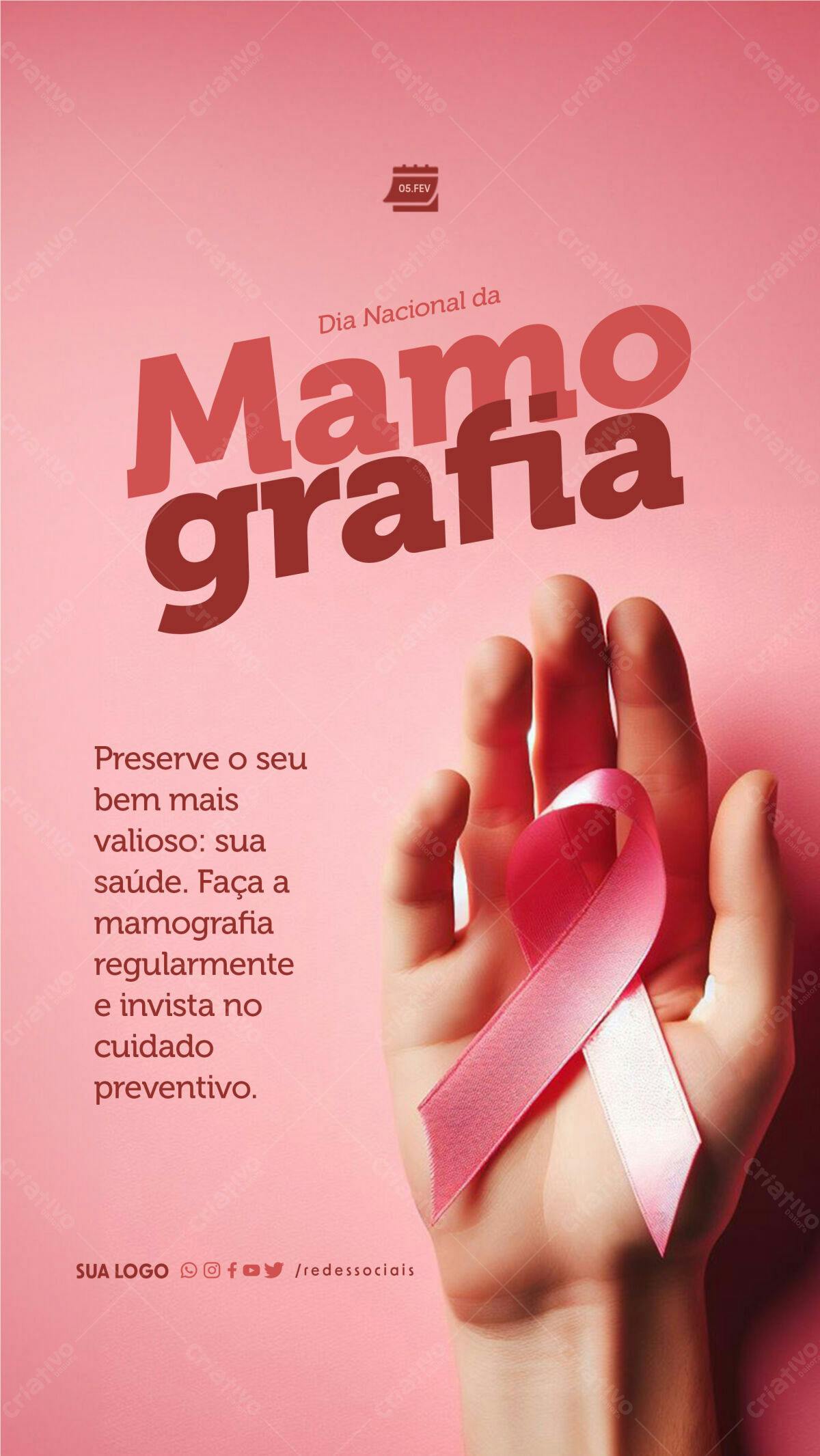 Flyer Dia Nacional da Mamografia PSD Editável