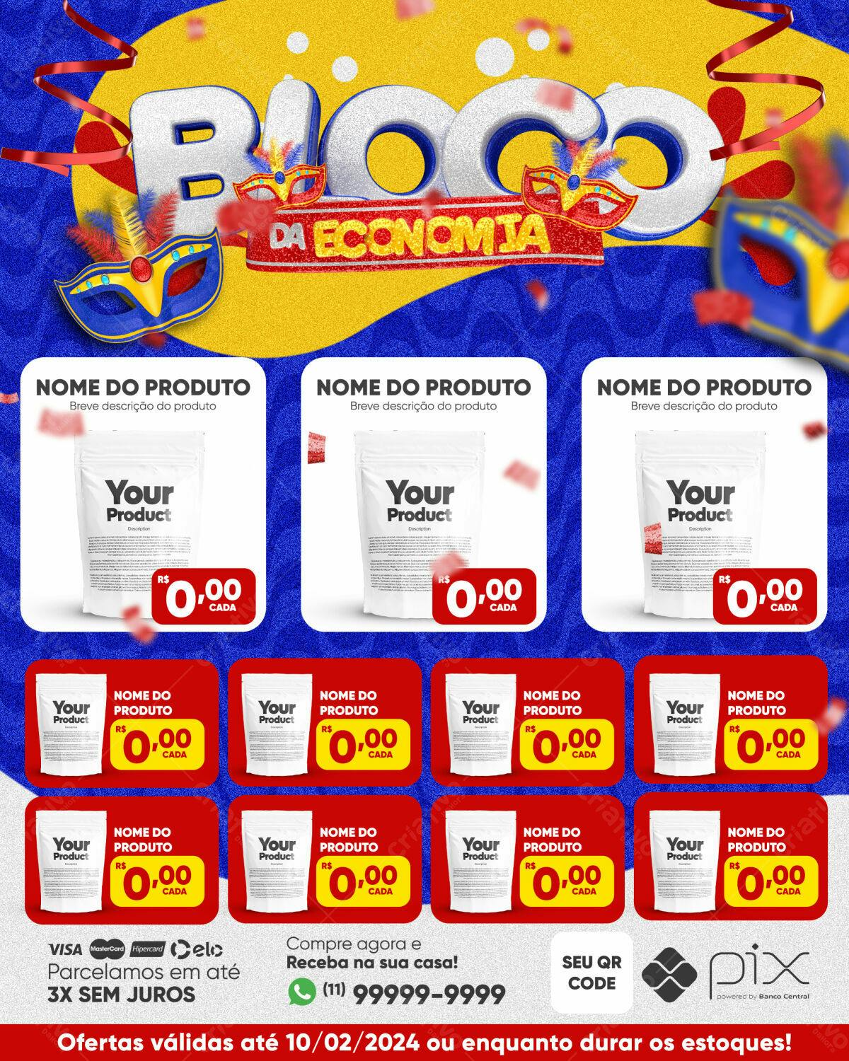 Flyer Bloco da Economia PSD Editável