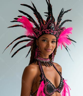 Mulher rainha de bateria do carnaval do brasil, fantasia rosa 2