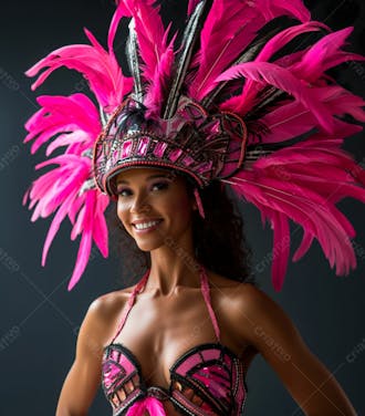 Mulher rainha de bateria do carnaval do brasil, fantasia rosa 4
