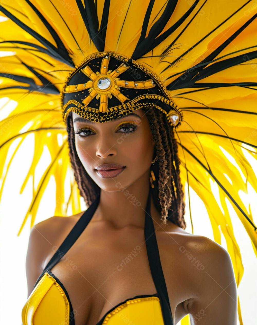 Mulher Usando Fantasia Amarela De Carnaval 1