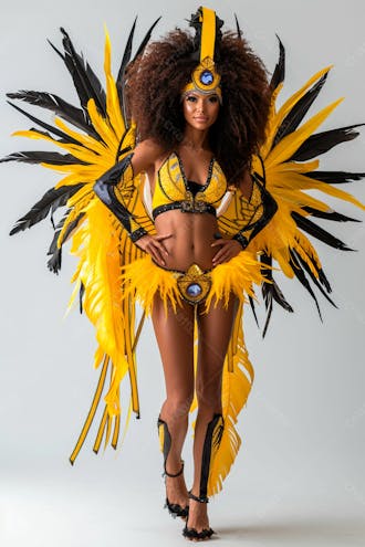 Mulher usando fantasia amarela de carnaval 2