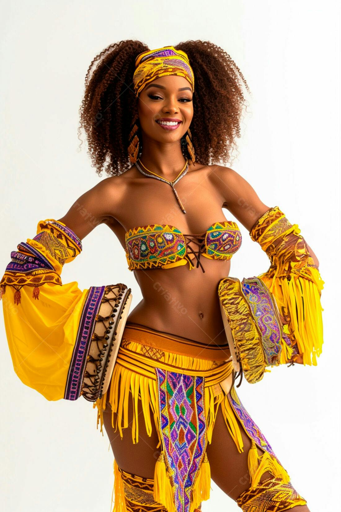 Bailarina negra em traje amarelo vibrante