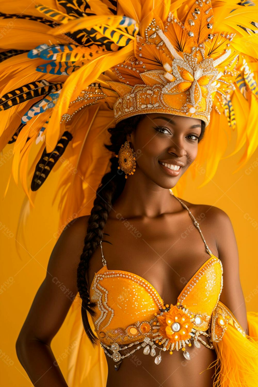 Mulher Usando Fantasia Amarela De Carnaval 7