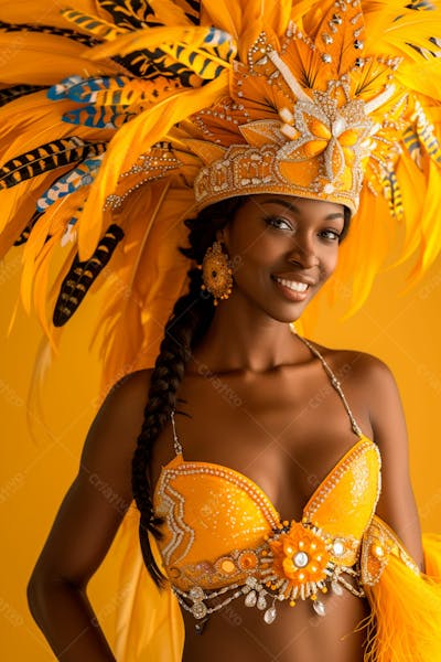 Mulher Usando Fantasia Amarela De Carnaval 7