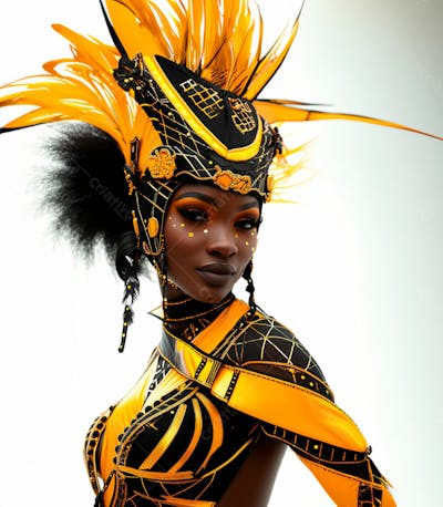 Mulher Usando Fantasia Amarela De Carnaval 9